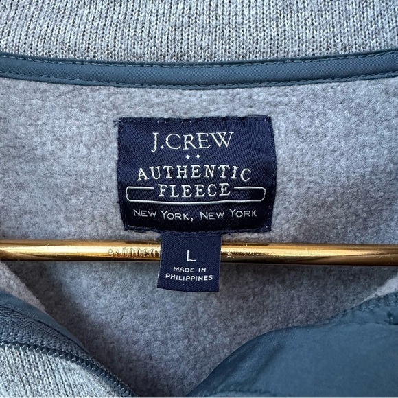 J. Crew Heather Light Gray Marled Fleece Half Zip Pullover - Picture 6 of 11